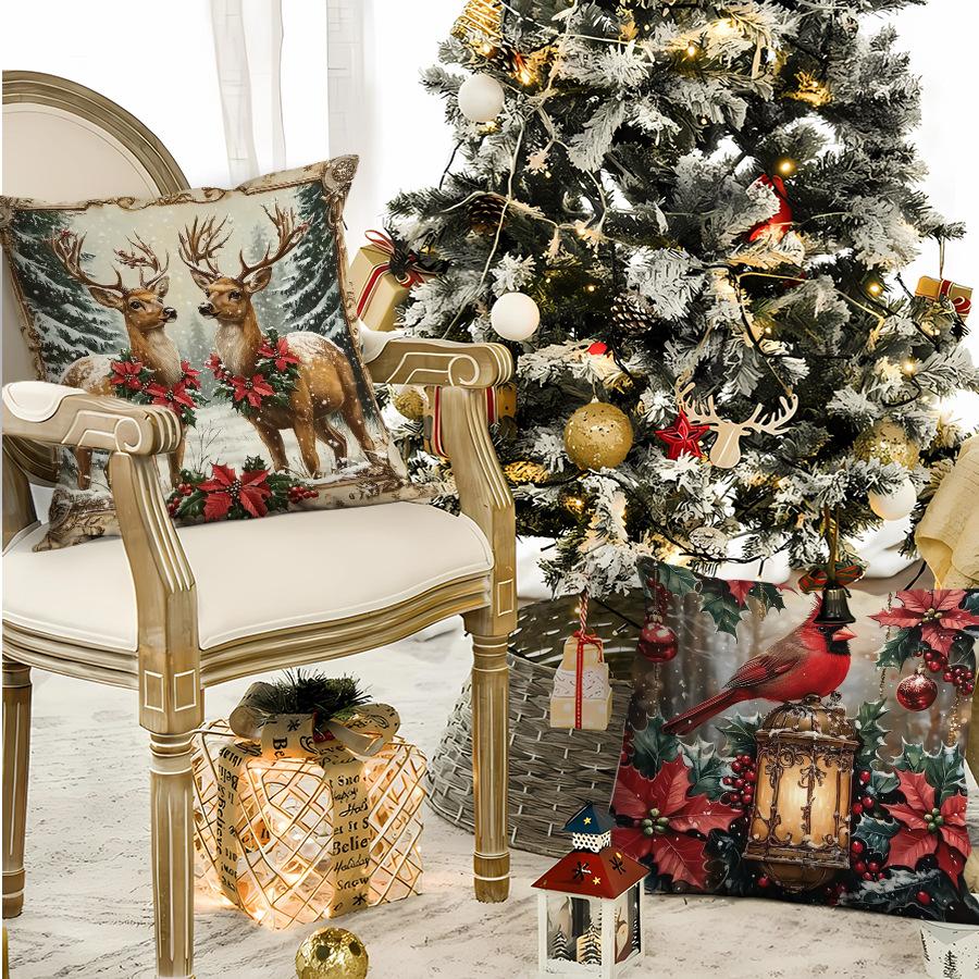 Christmas Pillowcase Christmas Decorative Pillowcase Sofa Decorative Pillow Lumbar Pillowcase