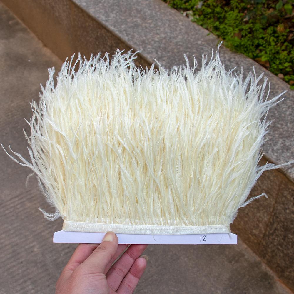 8-10Cm Ostrich Feather Trims For Skirt Natural Ostrich Feathers On Tape Ribbon Decoration For Dresses Carnival Accessories