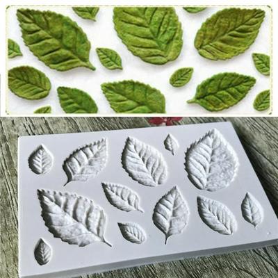 2Pcs Rose Leaves Chocolate Fondant Molds for Cake Decoration DIY Chocolate Candy Sugar Cupcake Topper Cake Polymer Clay Crafts