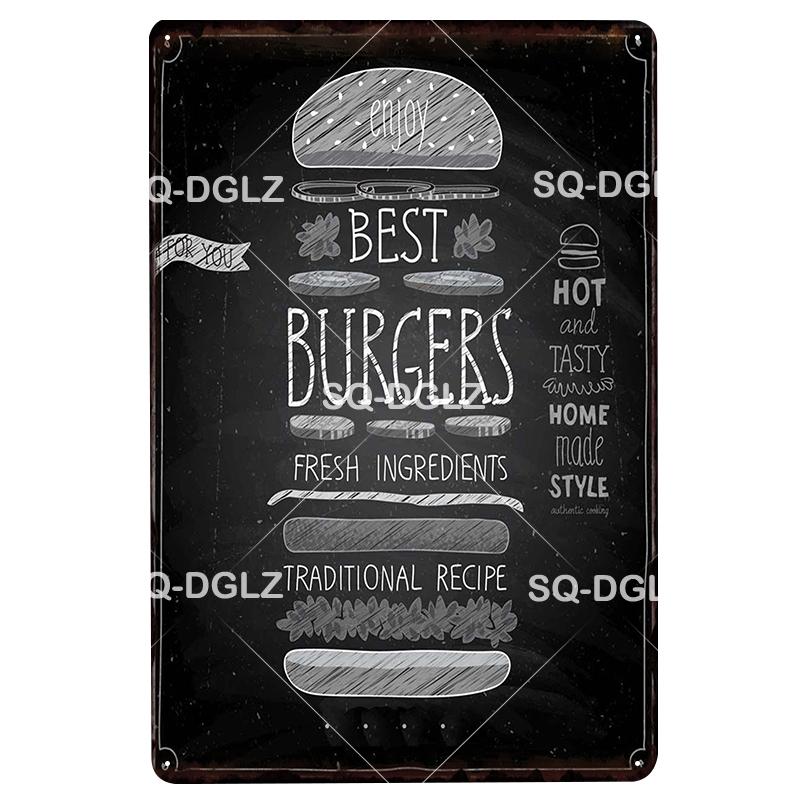 

[SQ-DGLZ] New The Best Hamburger Tin Sign Burger & Fries Wall Decor Sandwiches Metal Crafts Painting Plaques Art Poster 20x30cm（7.8x11.8inch）