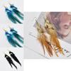 Bohemian Feather Pendant Earrings For Women With Alloy Material And Vintage Style