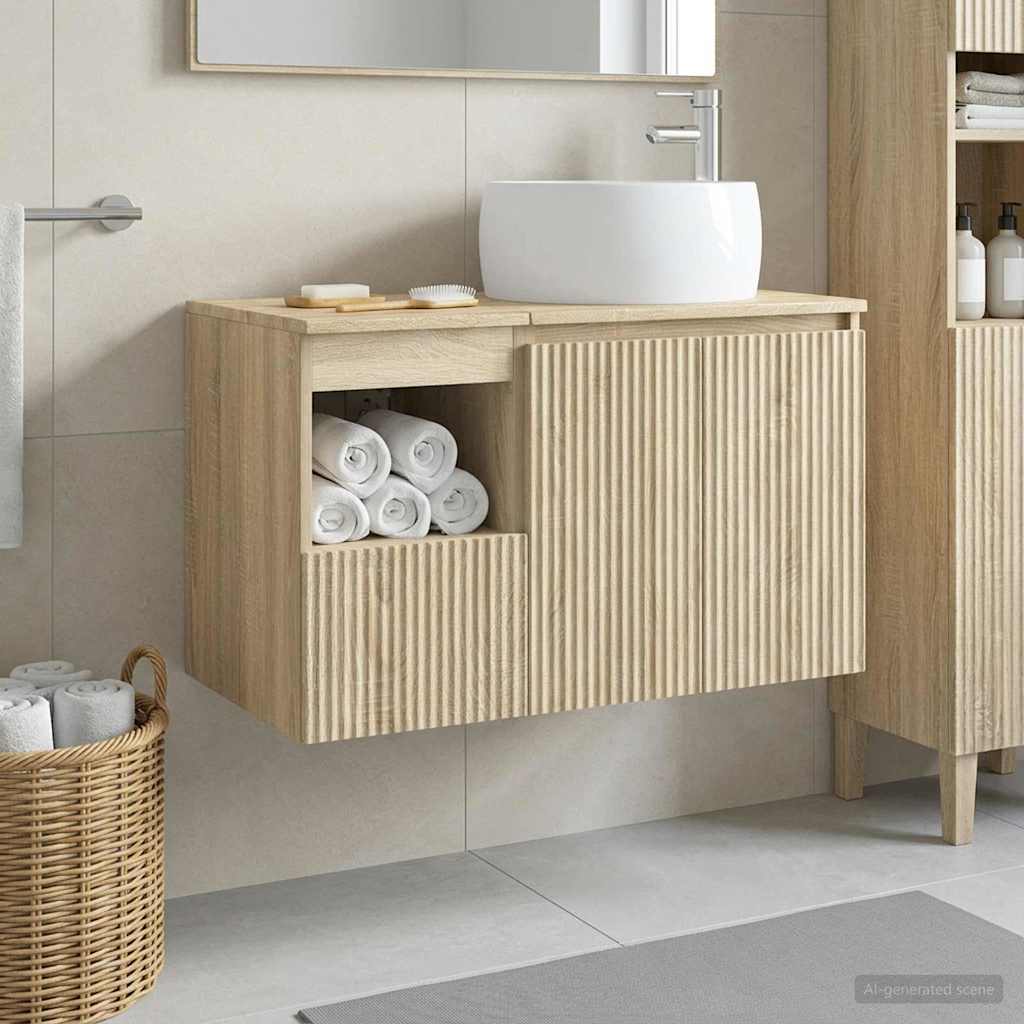 Bathroom Furniture Set 2 Pieces Sonoma Oak Engineered Wood