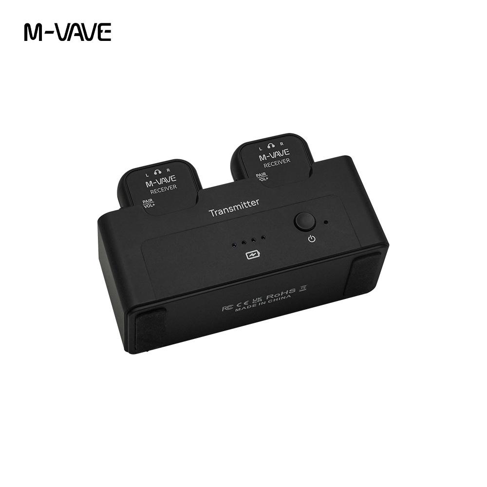 Portable Wireless In-Ear Monitor System with Charging Case, One-to-Two Transmitter and Receiver.