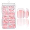 120Pcs/Box Nude Pink Glossy Short Square White French Tip Press On Nails 12 Sizes Full Cover Reusable Fake Nails