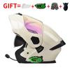 Bluetooth-Enabled Full Face Motorcycle Helmet With Dual Visors DOT 3C Certified All-Season Flip-Up Design Men Women