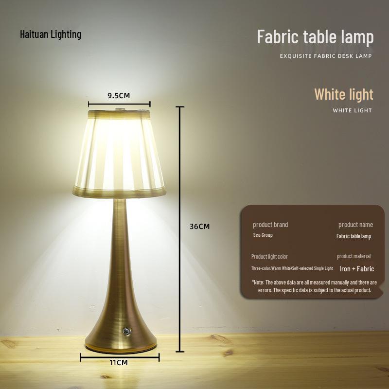 

Скандинавская металлическая тканевая настольная лампа с USB - Светодиодный ночник для спальни или кабинета