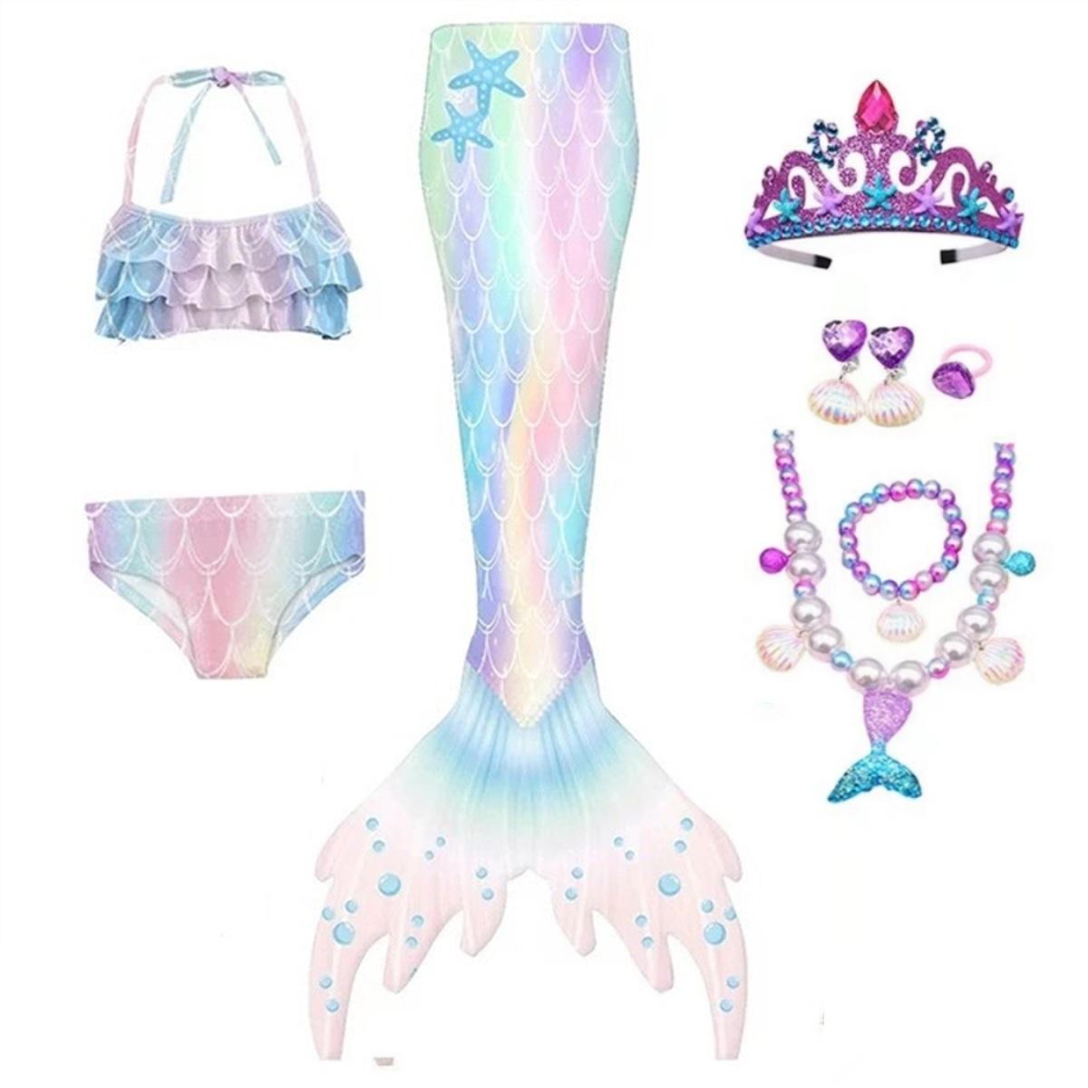 

Новинка 2024 года, купальный костюм с хвостом русалки для девочек, купальник, бикини, От 3 до 12 лет 130(7-8T)