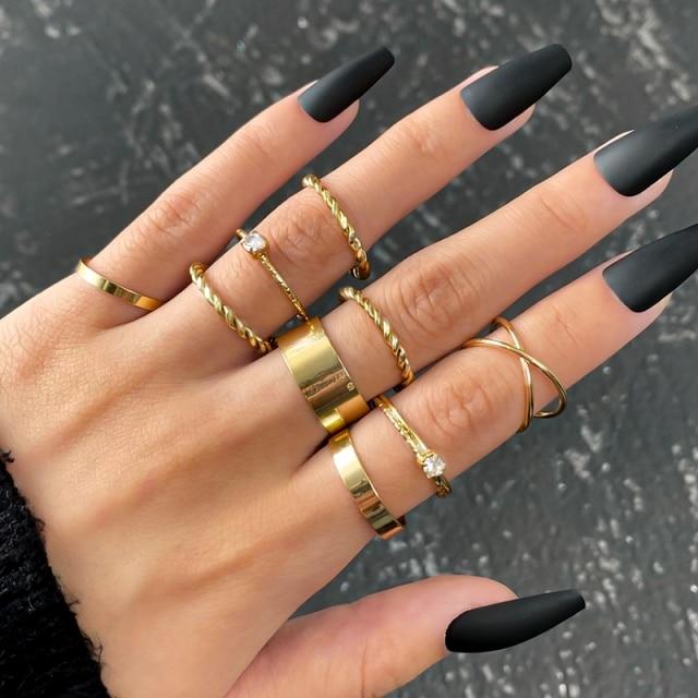 Retro For Women Punk Butterfly Heart Rings Set Retro Gothic Ancient Color Color Dice Angel Wings Charms Finger Rings JewelryVintage Rings