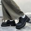 Shoes Men's trendy black platform big head casual leather shoes European and American trend versatile height increase Derby shoes 9522-Z