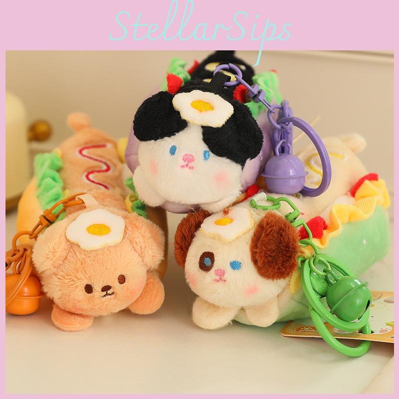 Adorable Plush Hot Dog Keychain Cute Dog Plush Pendant Bag Charm For Kids