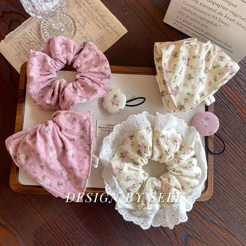 French Floral Vintage Palace Style Scrunchie Ballet College Simple