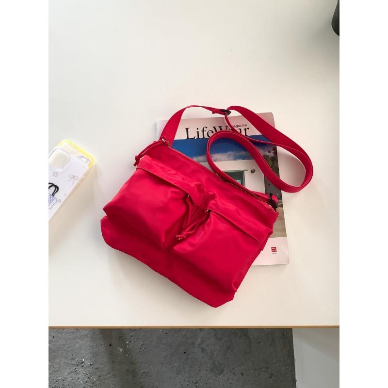 

New casual nylon mobile phone bag solid color fashion commuter travel shoulder bag women s trend messenger bag красный