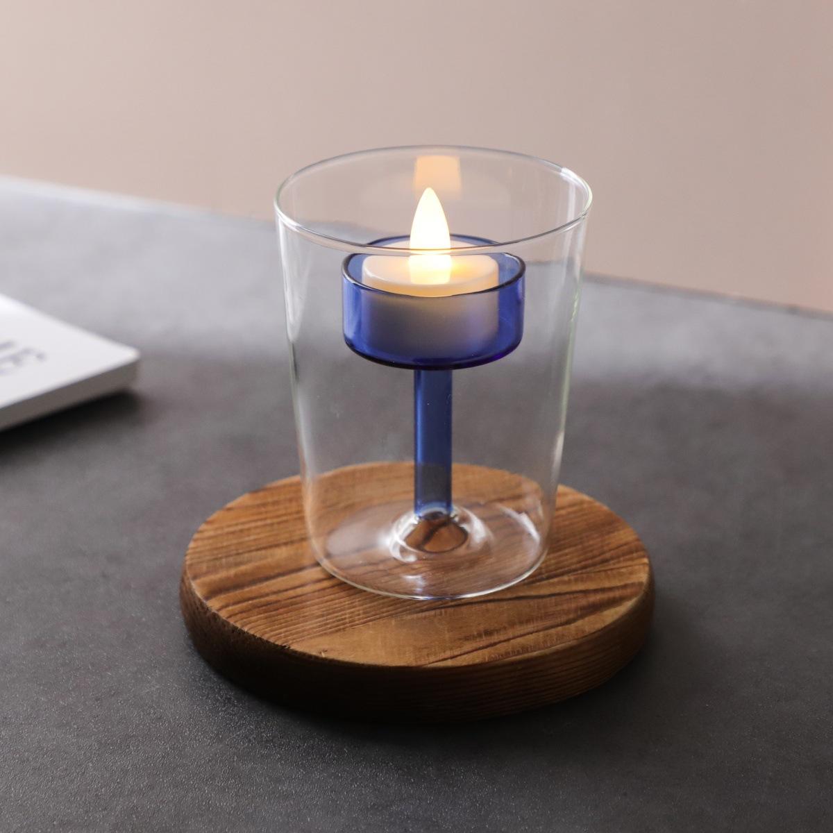 

Simple Transparent Glass Candle Holder Colorful Home Decor Romantic Candlelight Dinner
