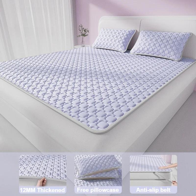 2/3 Pezzi Coprimaterasso Rinfrescante Fascia Elastica Quattro Angoli Antiscivolo Tappetino Rinfrescante Estivo per Letto Singolo Matrimoniale Biancheria da Letto Traspirante