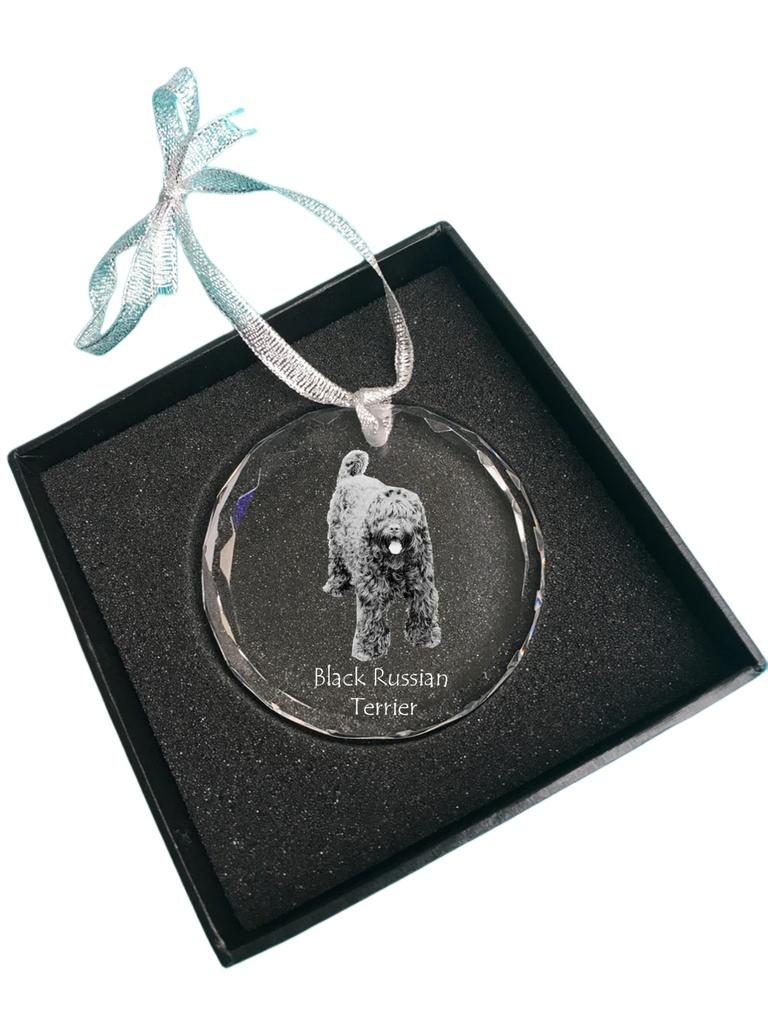 Black Russian Terrier, Chornyi Terrier - Crystal Bauble with a Photo, Dog Photo In Crystal, Personalized Christmas Tree Ornament by Art-Dog Brand
