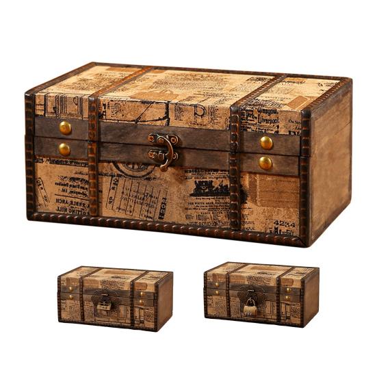Jewelry Case with Lock Keep Neat Rivet Strong Vintage British Style Treasure Chest for Bedroom