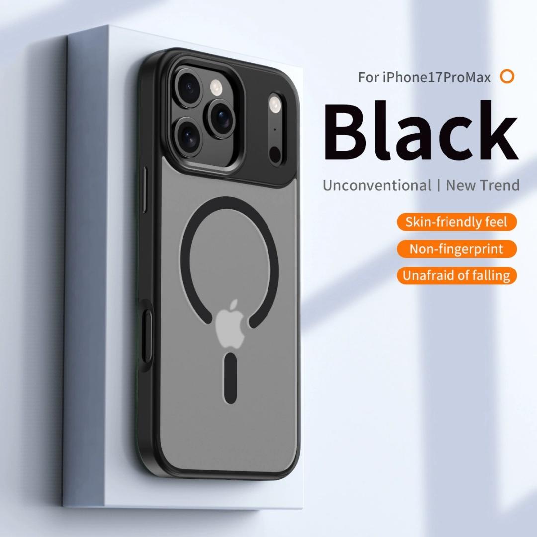 New Textured Acrylic Magnetic Phone Case For iPhone 17 Pro Max Air Matte Anti-Collision Strips Strengthened Anti-Fall Cover iPhone17