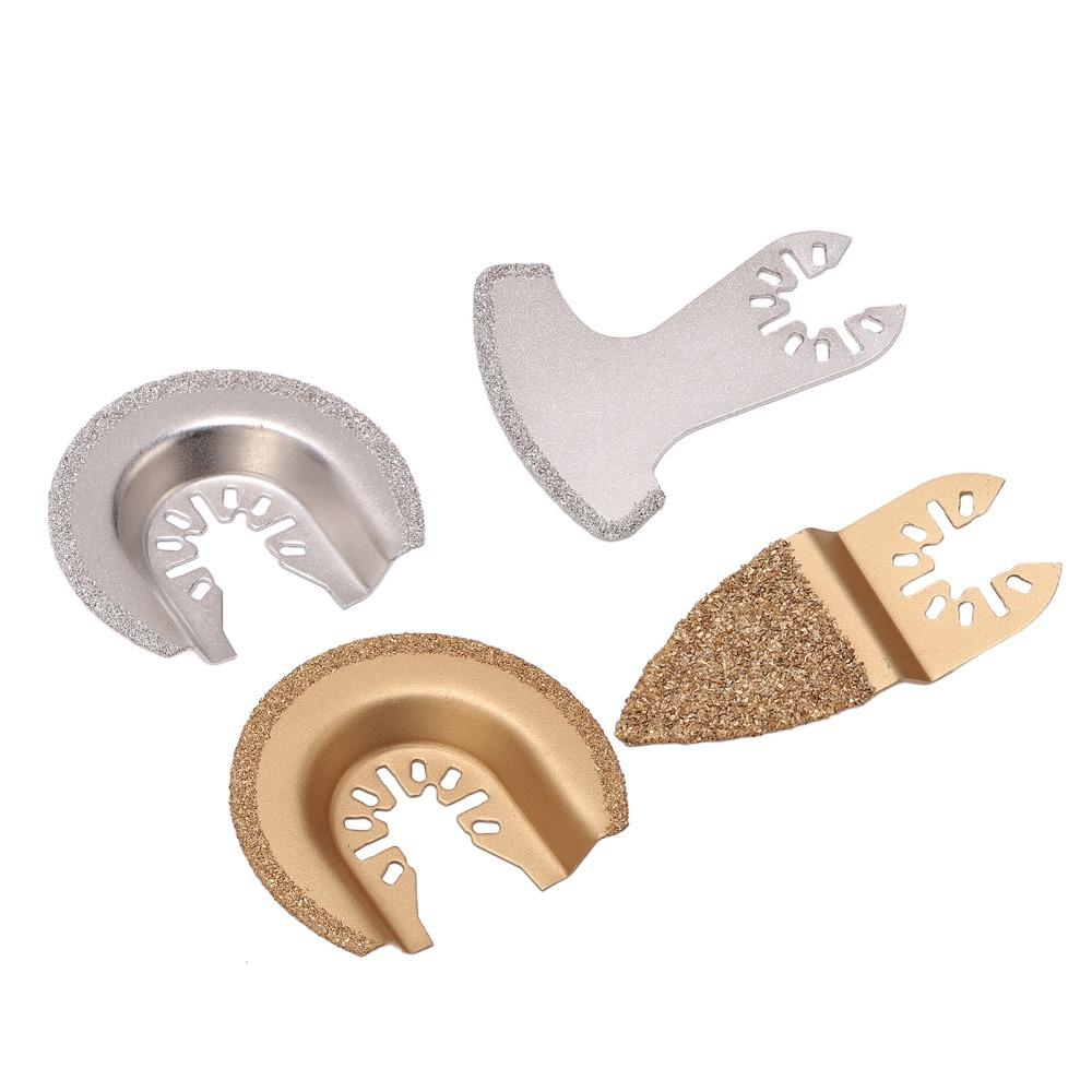 4pcs Diamond Grit Oscillating Saw Blades Semi Circle Shape Flush Cut Blades Ceramics Cutting