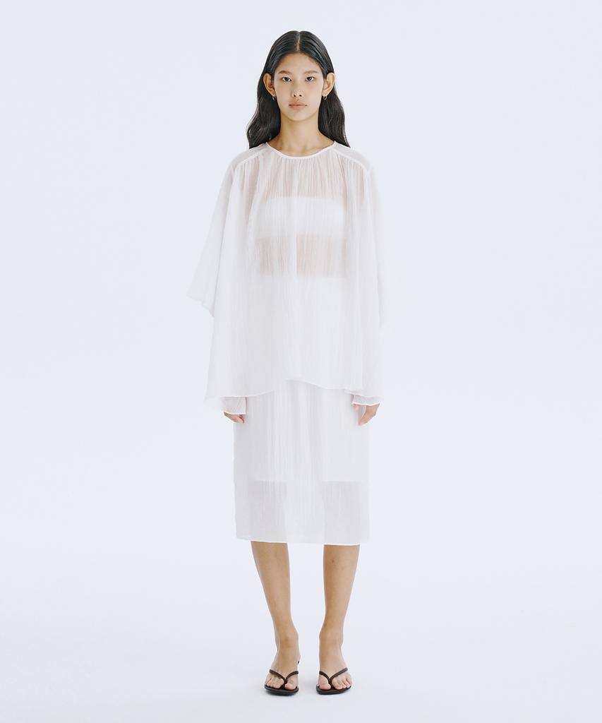 WNDERKAMMER Sheer Banding Skirt_White