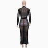 Women Fashion Sets Evening Dress Sexy Clubwear Black Long Sleeve Rhinestone T-Shirt and Skirt 2 Pcs Sets S-2XL