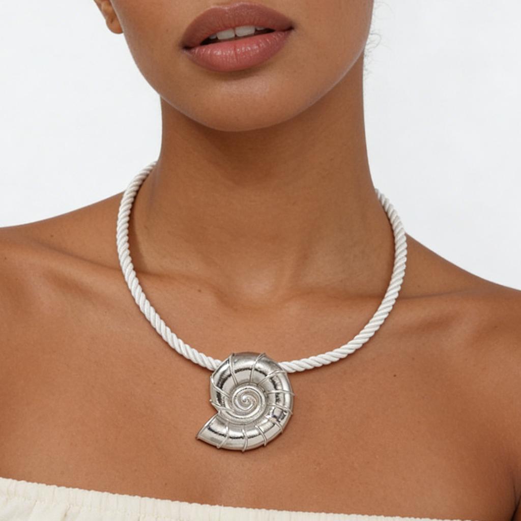 Exaggerated beach ocean vacation style seashell pendant necklace for women's fashion seashell collarbone chain