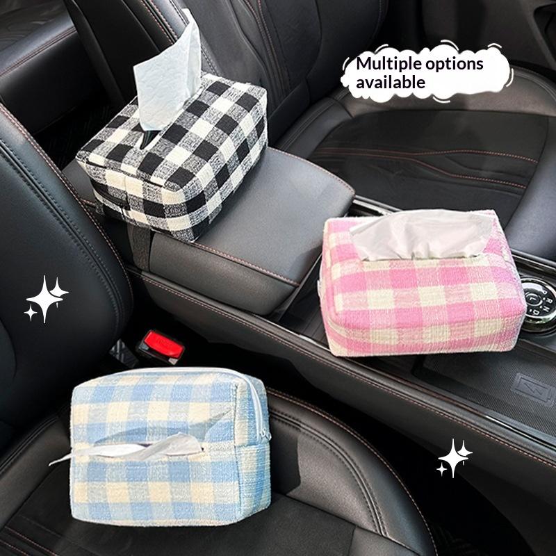Fancy Suiting Cloth Material Car Seat Back Tissue Box & Hanging Bag Simple Fresh Design Internet Popular Various Colors