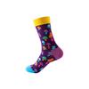 1 Pair Women Colorful Small Mushroom Print Mid-Calf Socks Fashionable Comfortable Suit In All Seasons
