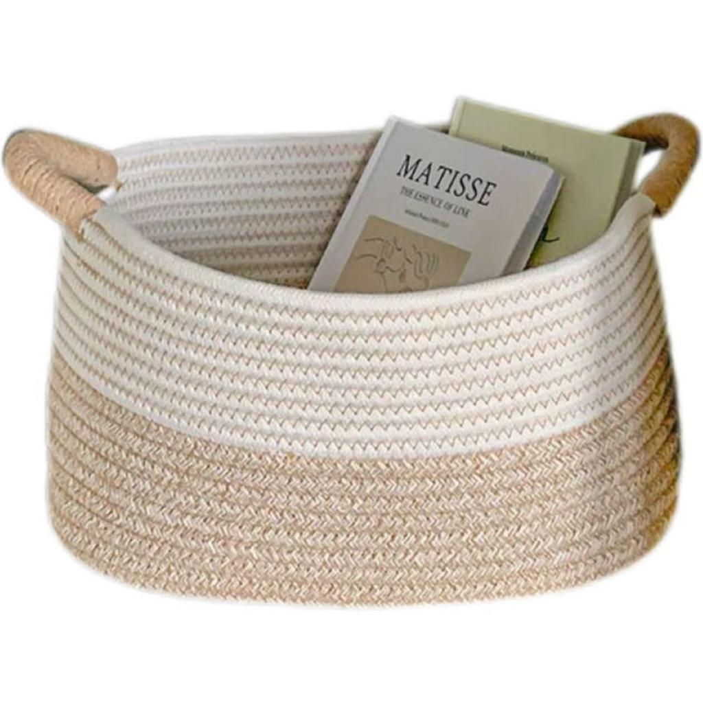 Rope Woven Baskets for Organizing Woven Rope Storage Basket Multifunctional Toy Basket for Desktop Nursery Office Bathroom Books