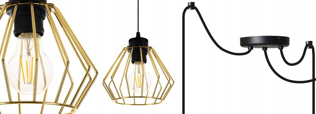 Golden Spider Ceiling Hanging Lamp, Wire Plafon