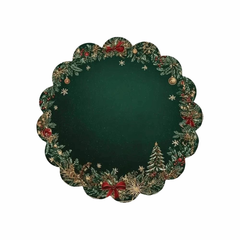 2Pcs New Round Christmas Placemats Polyester Non-Slip Christmas Table Mats Xmas Placemat Wedding Party Decor