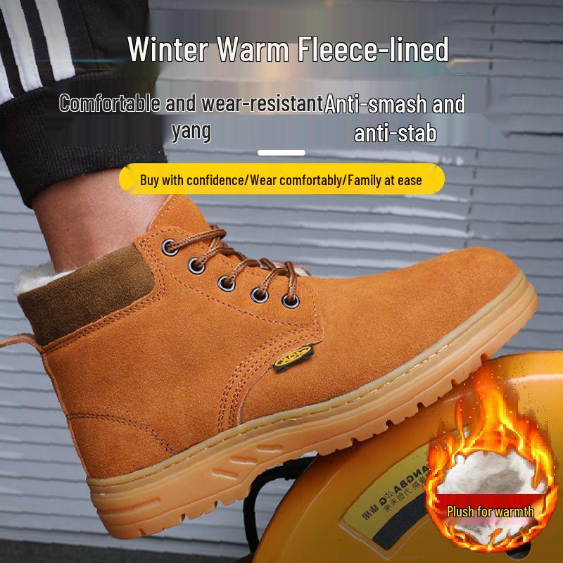 Unisex Winter Steel Toe Work Shoes - Anti-Smash, Anti-Puncture, Lightweight, Anti-Odor, Plus Velvet Cotton Lining for Welders.