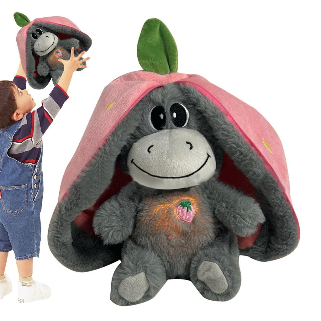 30cm Baby StrawberryDonkey Plush Toy Stuffed Creative Into Fruit Transform BreathingDonkey Sleeping Doll For Kid Birthday Gift