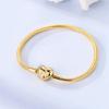 925 Silver Heart Bracelet 17-20CM Sparkling Golden DIY Charms Beads Fashion Jewelry for Women