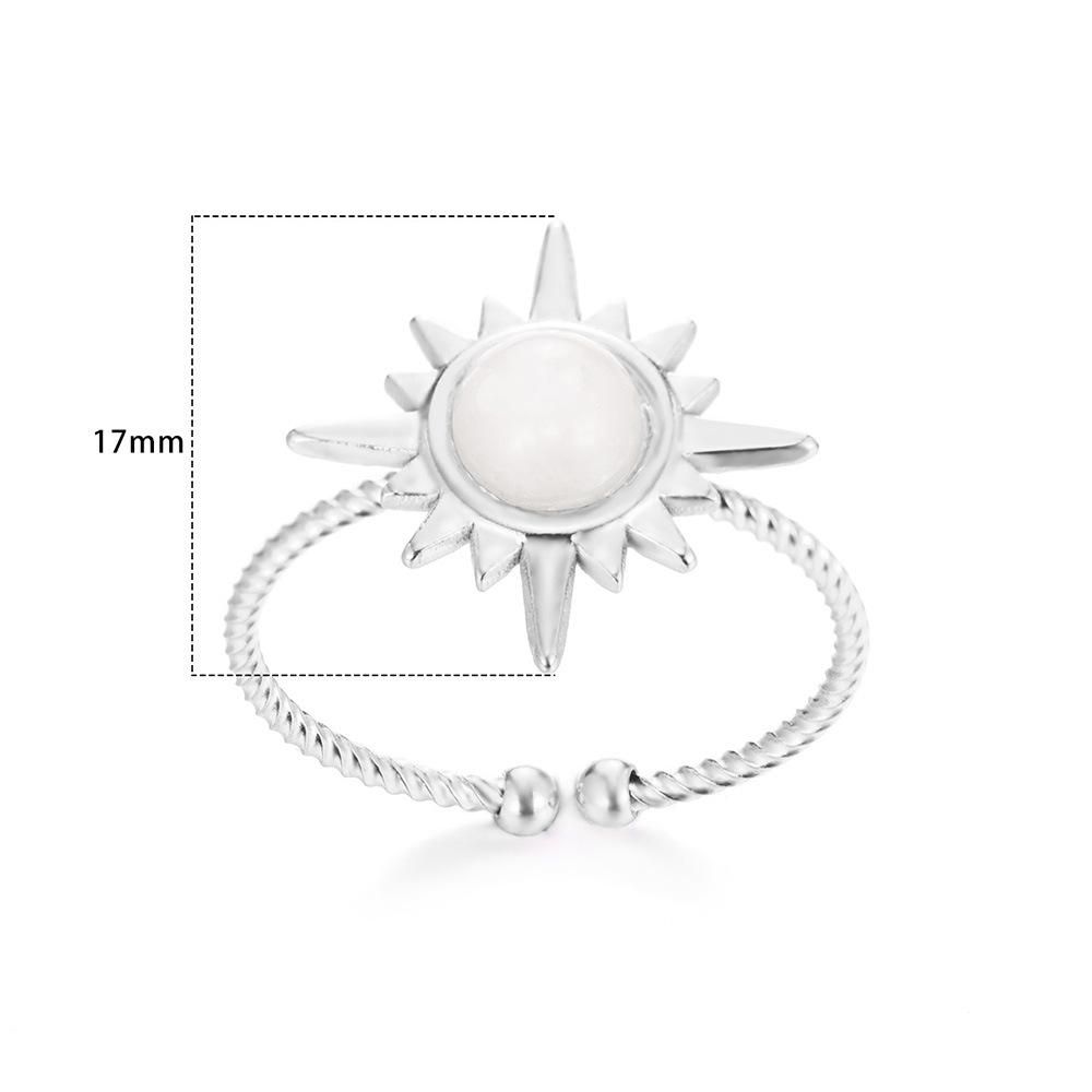 Retro Temperament Stainless Steel Gold Color Sun Flowers Adjustable Opening Rings for Women Finger Charm Jewelry Accessory Gift