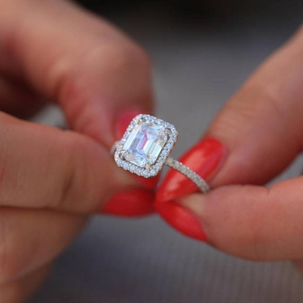 5ct Simulated Zircon Princess Cut Ring for Women Elegant Engagement Wedding Band