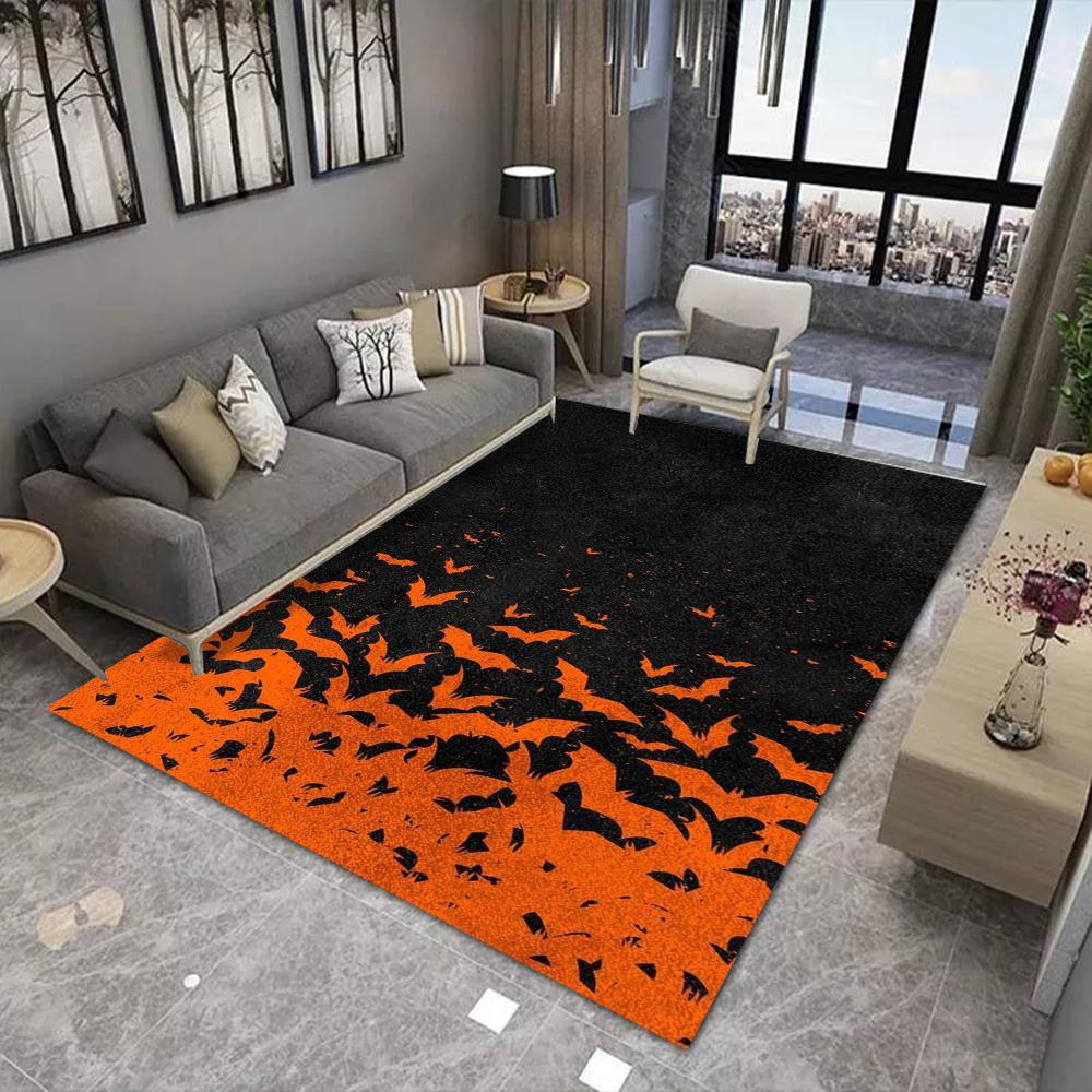 Halloween Bat Print Floor Mat, Non-Slip Door Rug for Living Room Carpet Festive Home Decor for Xmas, Halloween Home Decor