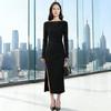 Stylish White Off-the-Shoulder Dress: Elegant, Long-Sleeved, Cinched-Waist, Perfect for Autumn/Winter, Formal Cross-Border Daily Wear