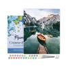Figured'Art Peinture Par Numéro Adulte Avec Cadre Barque Et Lac De Montagne - Numéro d'Art - 40x50cm Toile Tendue Sur Châssis