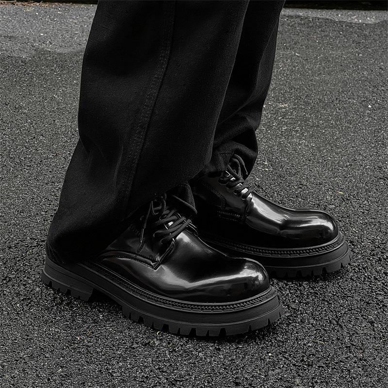 

Derby shoes men s 2024 new thick-soled heightening business leather shoes formal senior sense 66596-J 44 чёрный