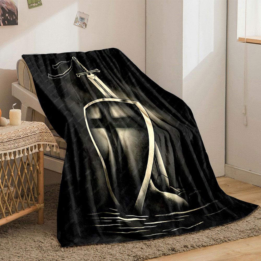 Crusader Sword Shield Blanket  Printed Blanket for Living Room Bed Couch lunch break Soft Cozy Blanket for Friend's festival Gift