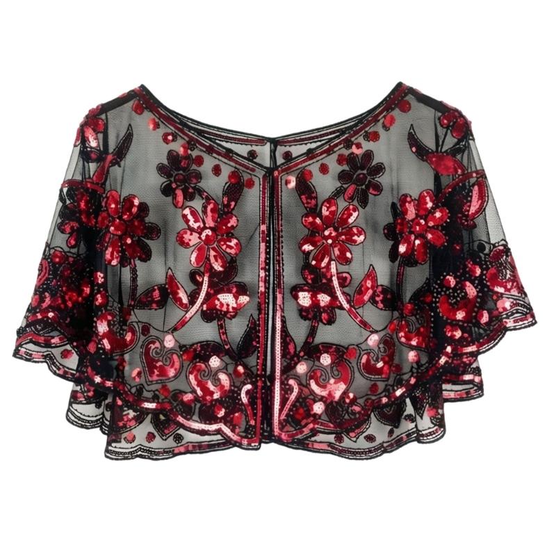 Sparkling Short Scarf Shawl With Glittering Sequined For Women And Girl Beach Event Evening Party Dressingup Accessory