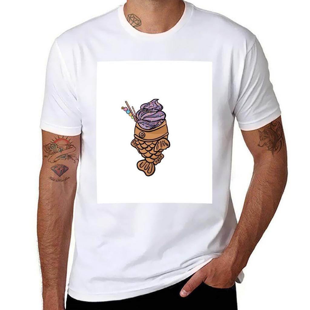 outline Taiyaki Cute with TShirt Creative Graphic Tee Shirt