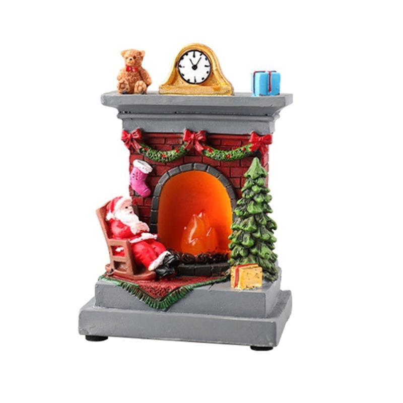 Exquisite Craftsmanship Glowing Christmas Resin Sculpture Vibrant Colors and Fine Details Santa Hot Air Balloon