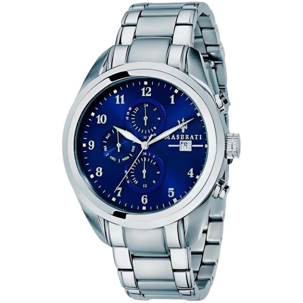 MASERATI  R8853112505 Traguardo Chronographe Cadran Bleu Montre Homme 45mm argent&eacute;