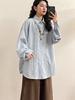 Women's Early Autumn Japanese-Inspired Pleated Long-Sleeve Shirt - Casual and Loose Fit