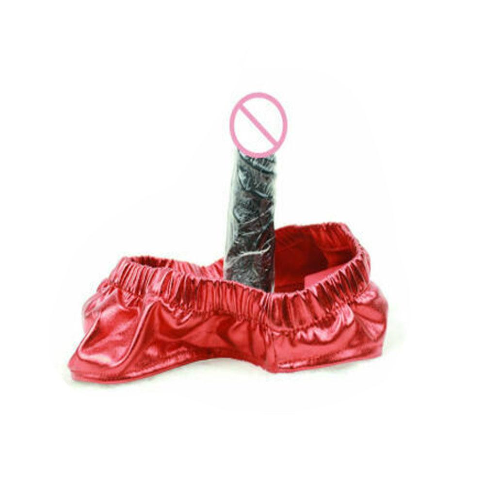 Patent Leather Chastity Belt Pants with Butt Anal Plug Vagina Dildo Panties Thong Briefs G String Lingerie Sex Toys Woman Men