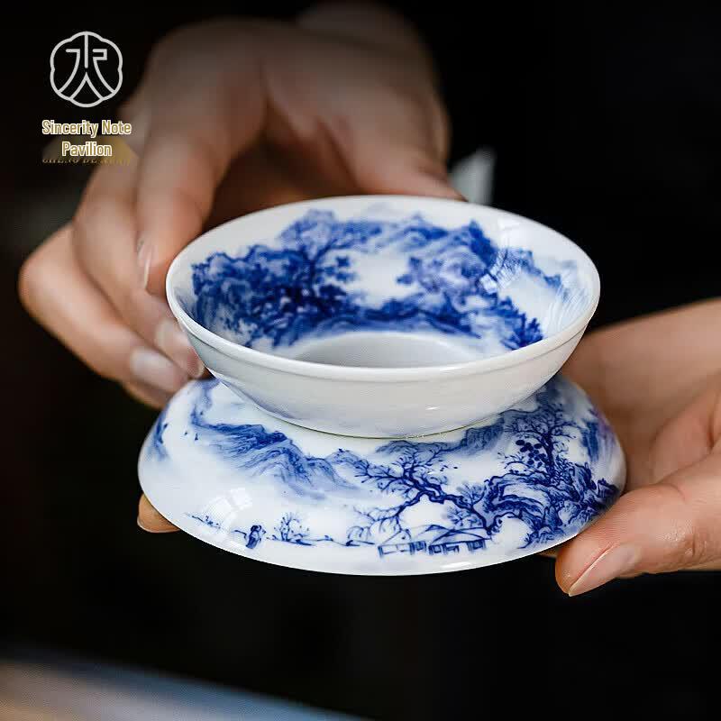 Jingdezhen Hand-painted Blue & White Ceramic Tea Strainer