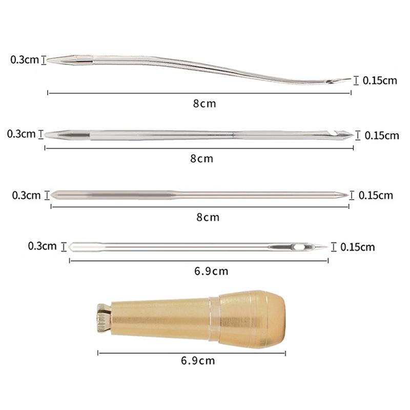 Diy Leather Sewing Awl Needle With Copper Handle Set Leather Canvas Shoes Tool