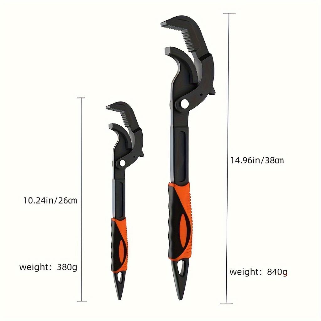 Adjustable Socket Pipe Wrench, Pointed Tail Universal Wrench with Auto Lock Design, Multi-Purpose Quick Pipe Repair Tool