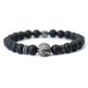 Noter Hiphop Men Bracelet Beaded 8mm Onyx Stone Braclet Wolf Lion Animal Braslet Punk Jewelry Pirate Skull Brazalete Zirconia